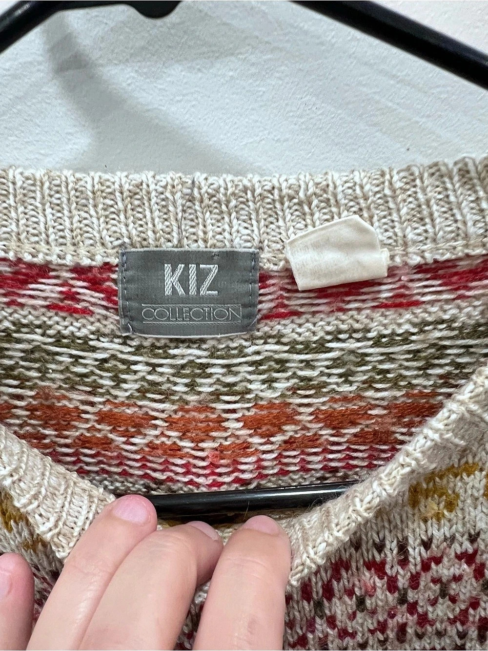 KIZ Collection Fair Isle Nordic Knit Sweater Burgundy Olive Cottagecore - Picture 3 of 8
